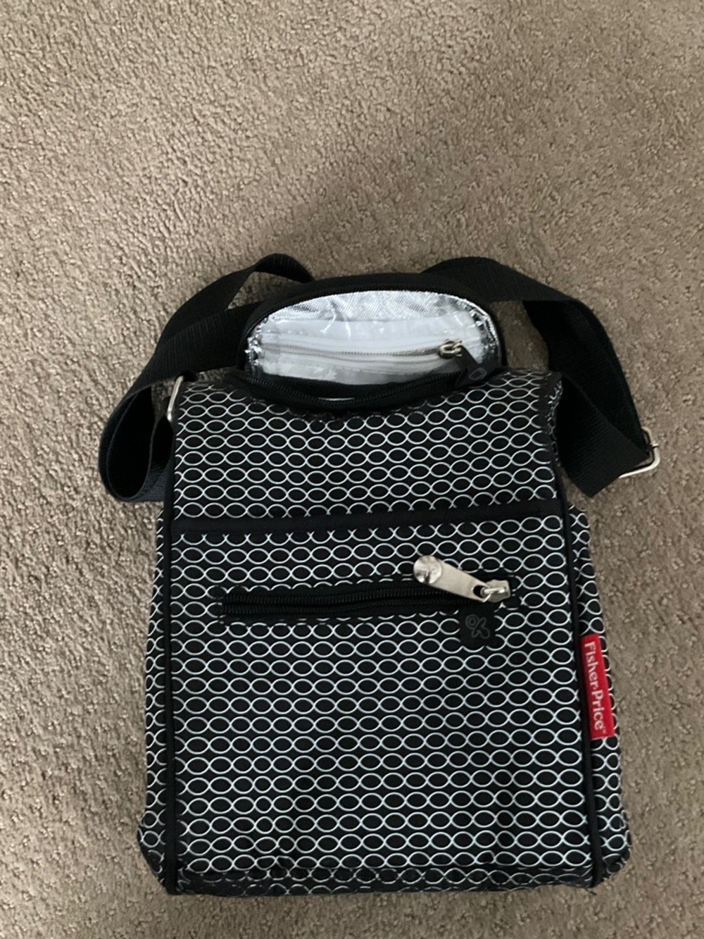 Fisher-Price Black and White Patterned Cooler Bag with bonus M’dela set